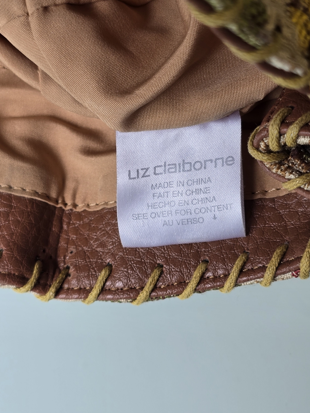 Vintage Liz Claiborne Floral Tapestry Sequin Beaded Whipstitch Shoulder Bag - Picture 7 of 9